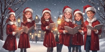 Carolers in realistic Christmas style