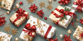 Gift wrap in realistic Christmas style