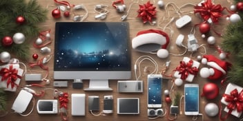 Gadgets in realistic Christmas style
