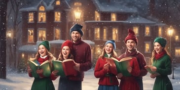 Carolers in realistic Christmas style