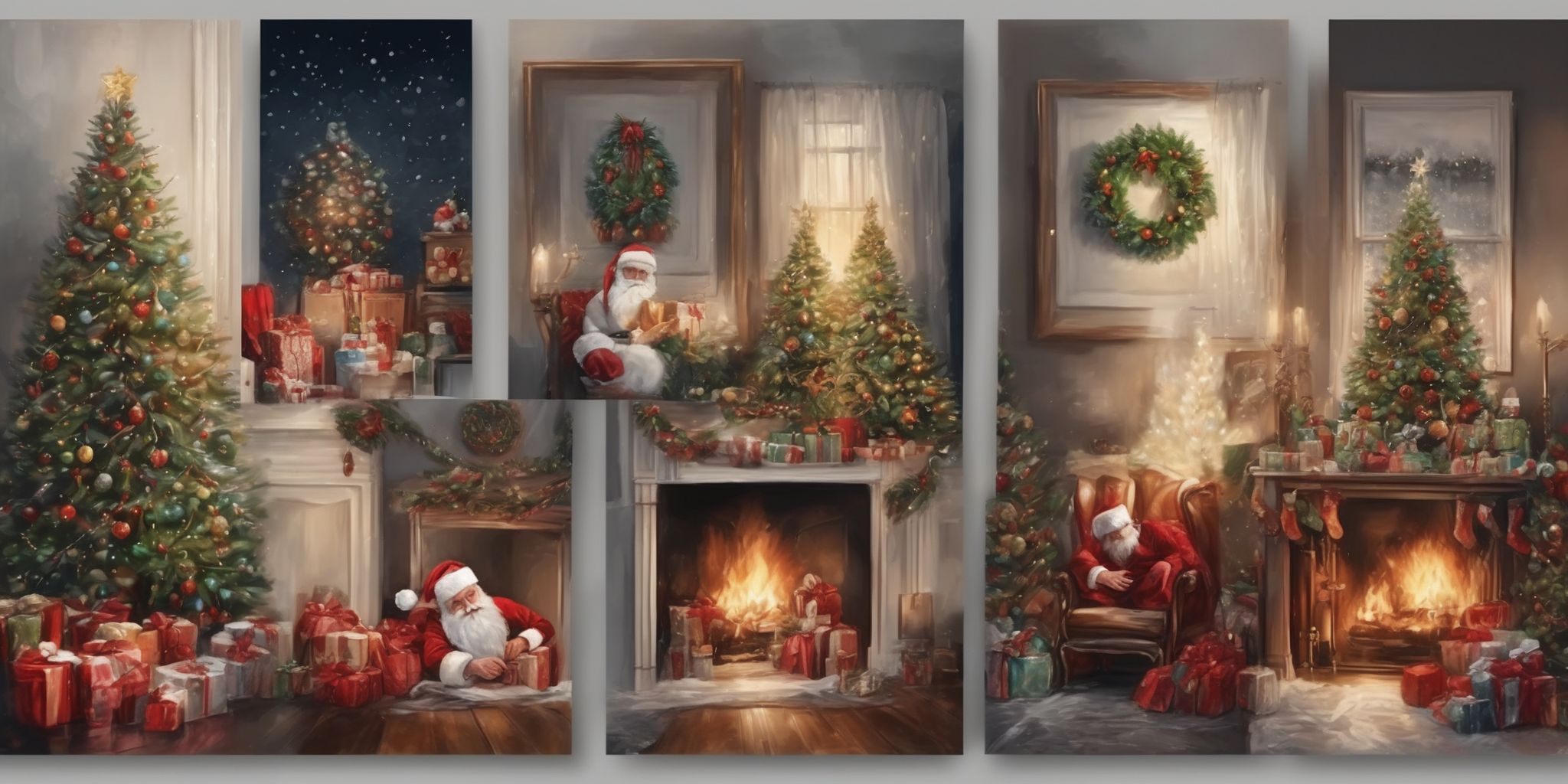 Paintings in realistic Christmas style