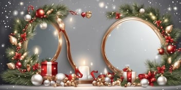 Mirror in realistic Christmas style
