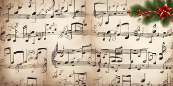 Sheet music in realistic Christmas style