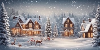 Snowy decor in realistic Christmas style