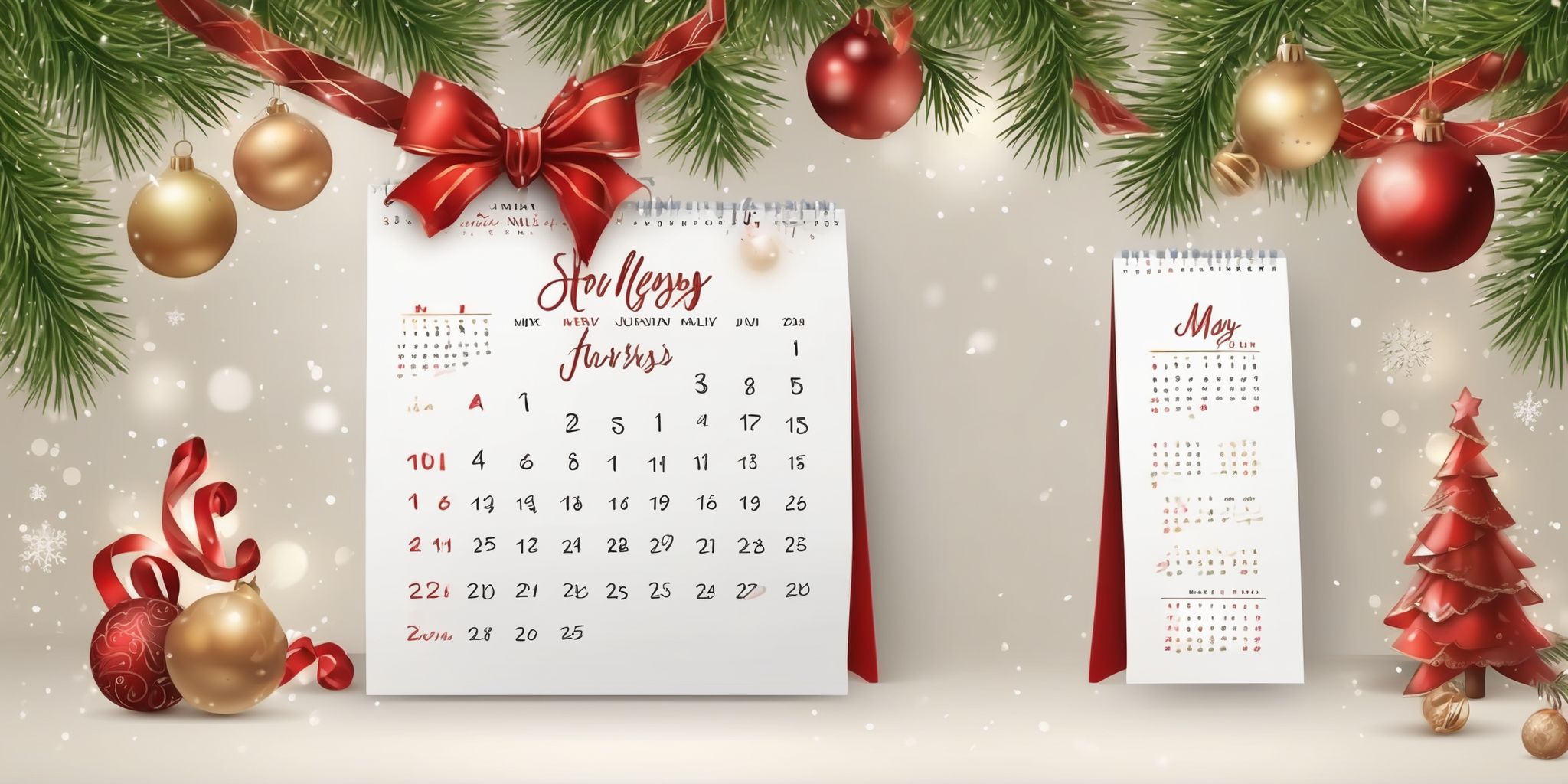 Calendar in realistic Christmas style