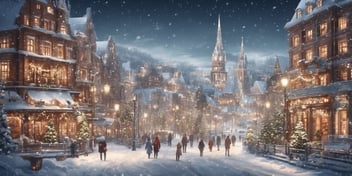 Winter wonderland city in realistic Christmas style