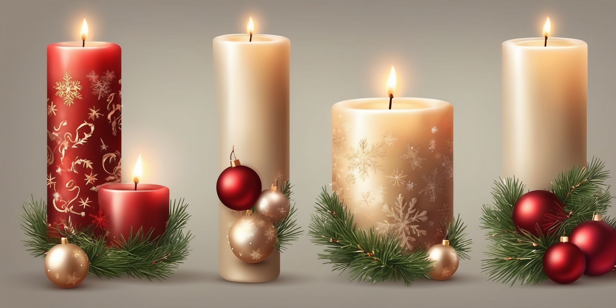 Candle in realistic Christmas style