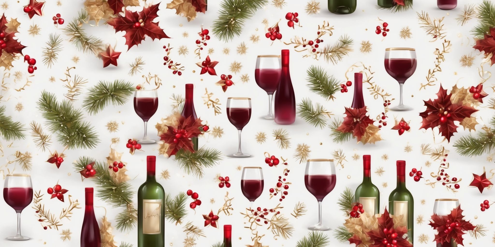 Wine in realistic Christmas style