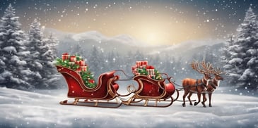 Sleigh in realistic Christmas style