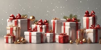 Presents in realistic Christmas style
