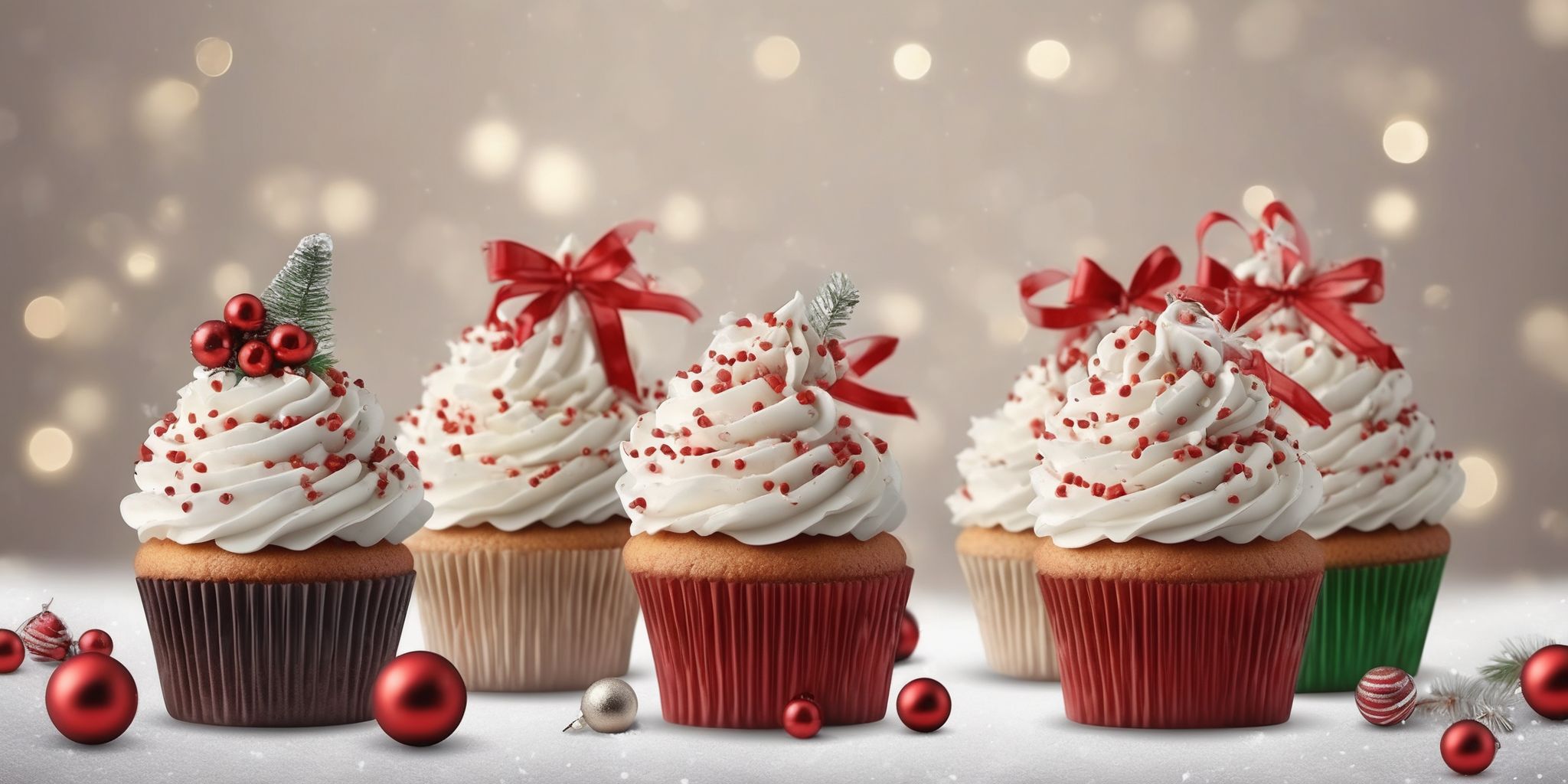 Cupcakes in realistic Christmas style