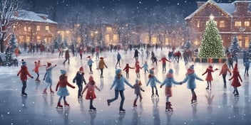 Ice skating in realistic Christmas style