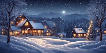 Winter night in realistic Christmas style