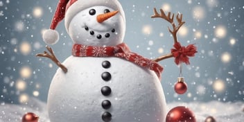 Snowman in realistic Christmas style