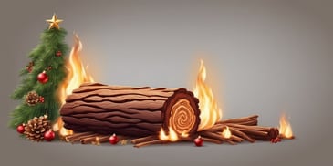 Yule log in realistic Christmas style