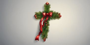 Cross in realistic Christmas style