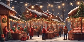 Vendor stalls in realistic Christmas style