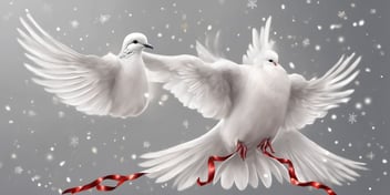 Dove in realistic Christmas style