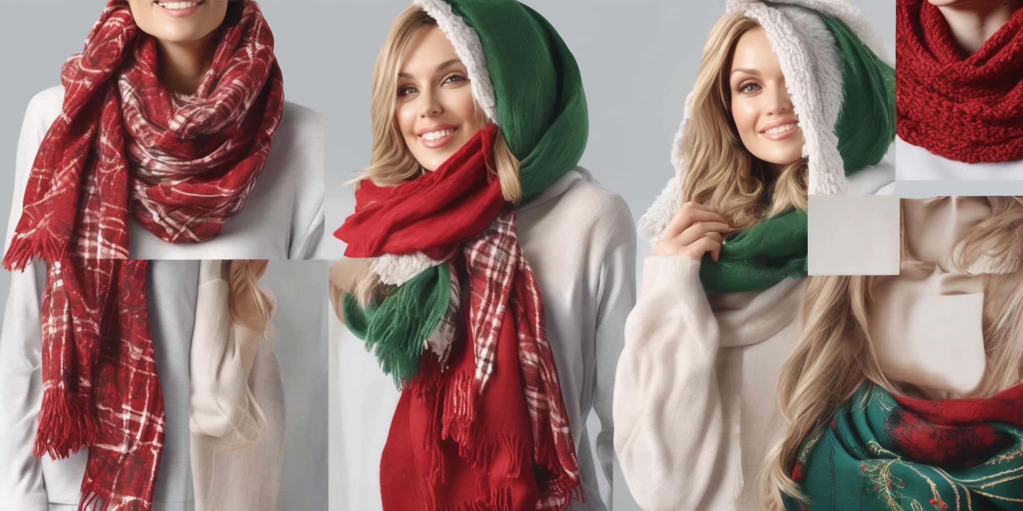 Cozy scarves in realistic Christmas style