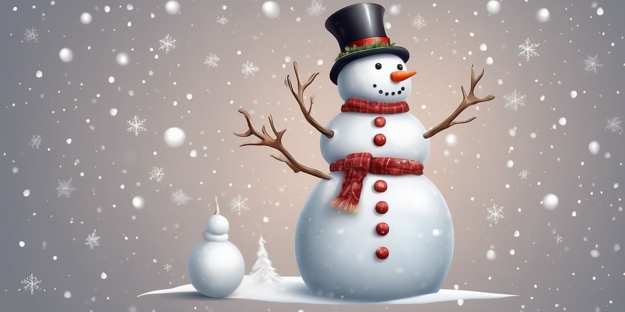 Snowman in realistic Christmas style