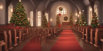 Pews in realistic Christmas style