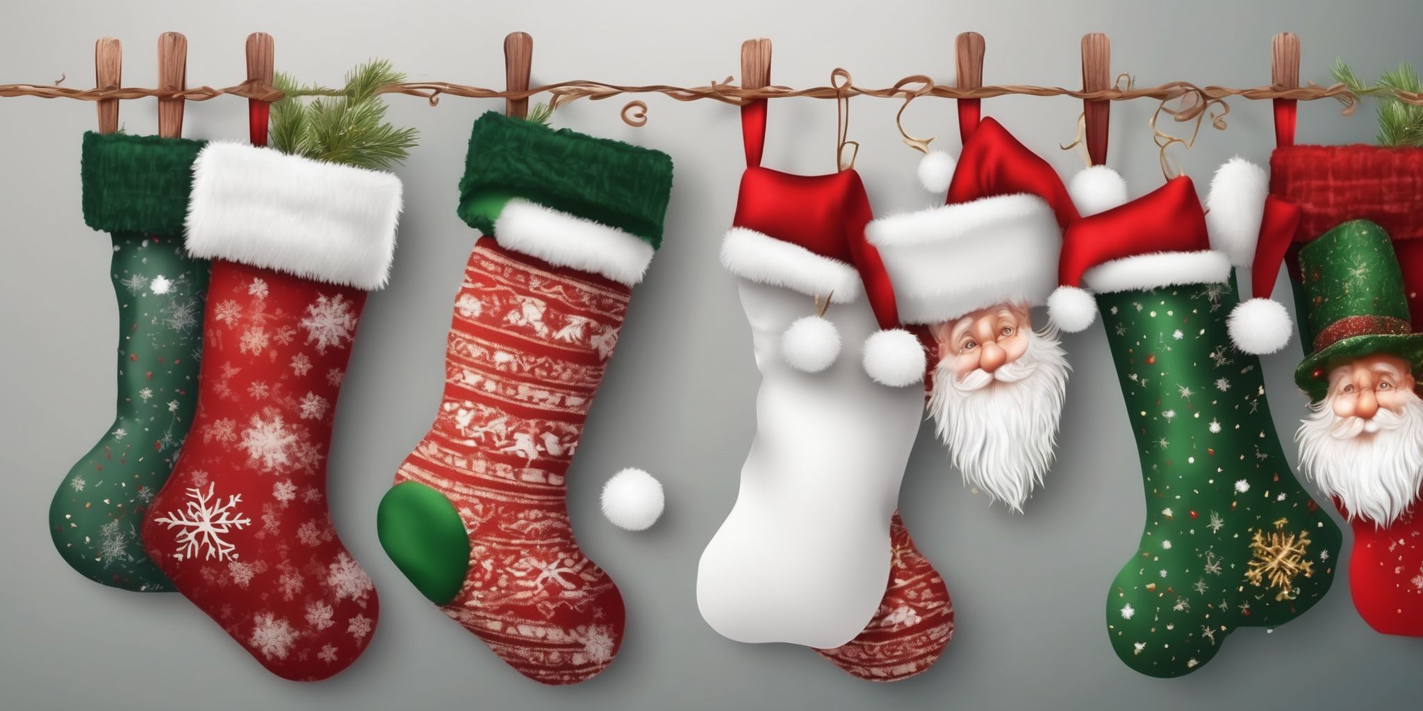 Stuffed stockings in realistic Christmas style