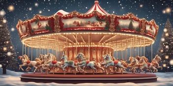 Carousel in realistic Christmas style