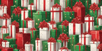 Towering presents in realistic Christmas style