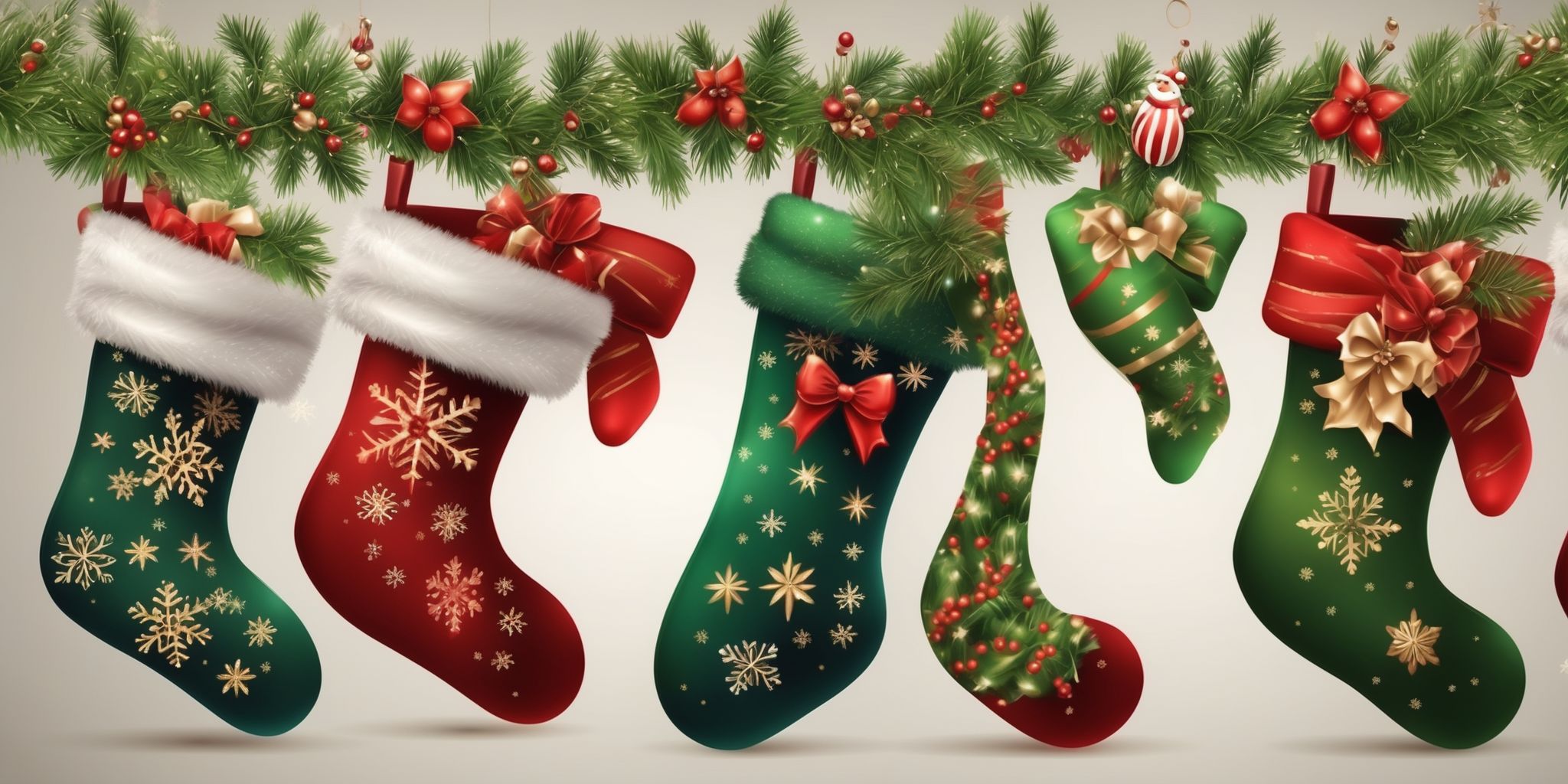 Stockings in realistic Christmas style