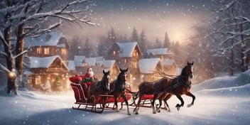 Sleigh ride in realistic Christmas style