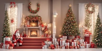 Steps in realistic Christmas style