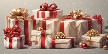 Presents in realistic Christmas style