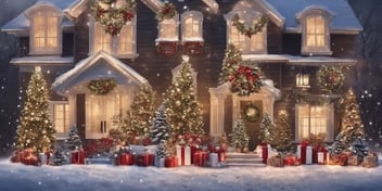 Outdoor decorations in realistic Christmas style