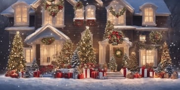 Outdoor decorations in realistic Christmas style