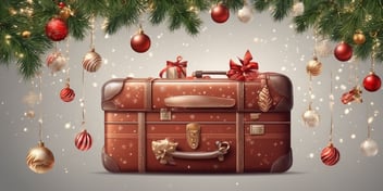 Suitcase in realistic Christmas style