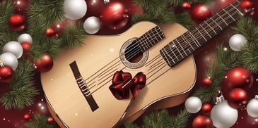Acoustic guitar in realistic Christmas style