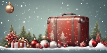 Suitcase in realistic Christmas style