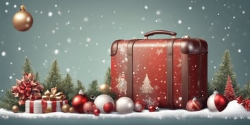 Suitcase in realistic Christmas style