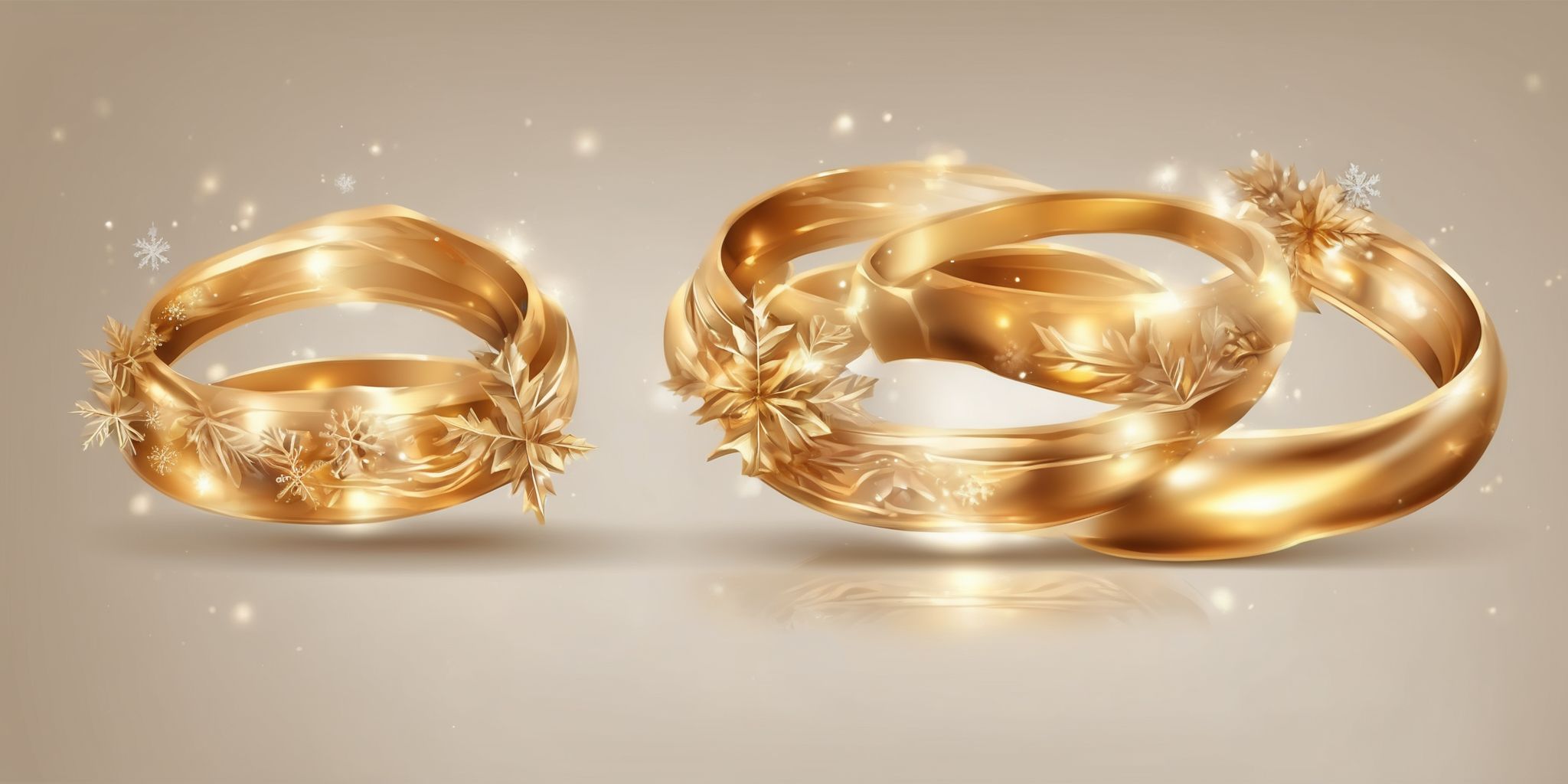 Golden Rings in realistic Christmas style