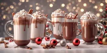 Hot cocoa in realistic Christmas style