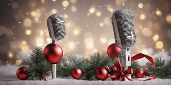 Microphone in realistic Christmas style