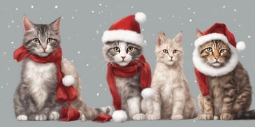 Playful felines in realistic Christmas style