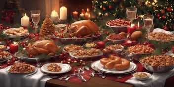 Feast in realistic Christmas style