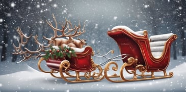 Sleigh in realistic Christmas style