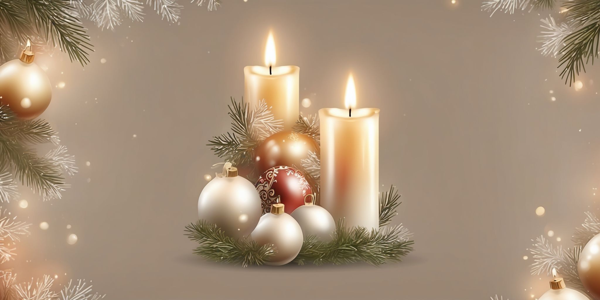 Candle in realistic Christmas style