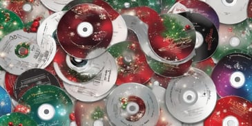 CDs in realistic Christmas style