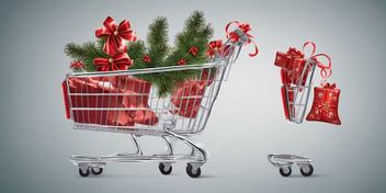 Shopping cart in realistic Christmas style