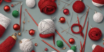 Knitting needles in realistic Christmas style