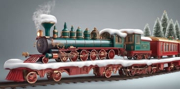 Toy train in realistic Christmas style