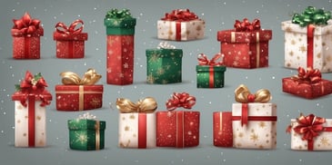 Presents in realistic Christmas style